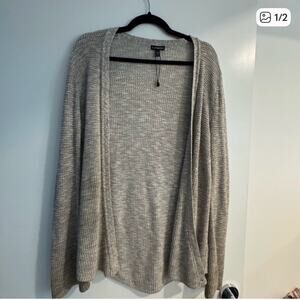 Express Light Gray Open-Front Cardigan